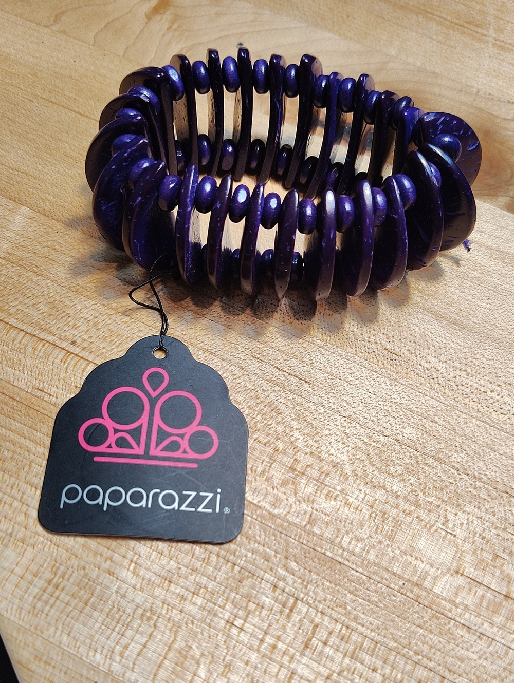 paparazzi Deep Purple Disc Stretch Bracelet - Women's Accessories